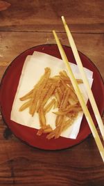 High angle view of food on table