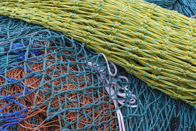 High angle view of fishing net