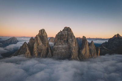 Panoramic view of rocks at sunset