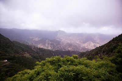 Scenic view of mountains against sky