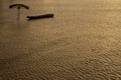 High angle view of boat on beach