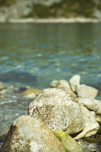 Close-up of rocks in sea