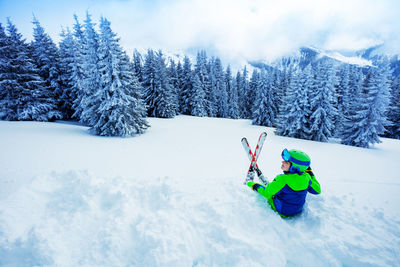 Scenic view of snow covered landscape