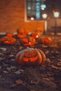 View of illuminated pumpkin at night