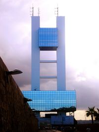 Low angle view of skyscrapers against sky