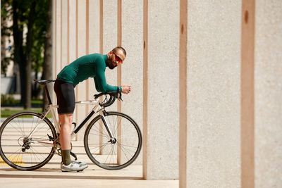 Man riding bicycle