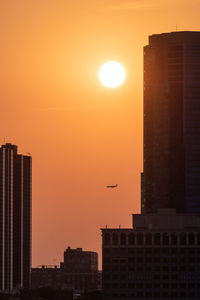 View of buildings at sunset