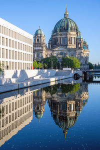 Reflection of buildings in water