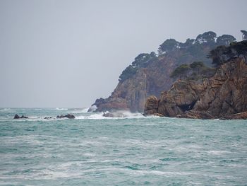 Scenic view of sea against clear sky