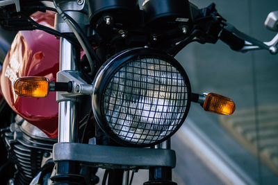 Close-up of bicycle parked on street