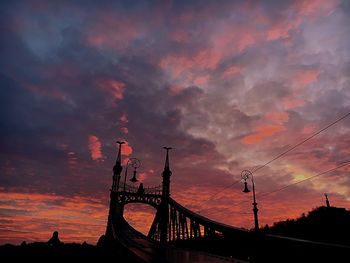 Low angle view of bridge against cloudy sky