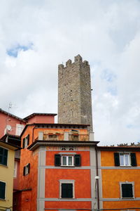 Low angle view of old building against sky