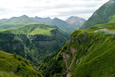 Scenic view of green landscape against sky