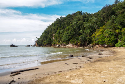 Scenic view of beach against sky