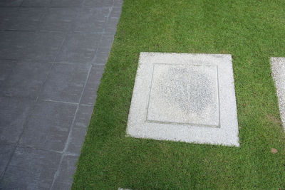 High angle view of stone wall