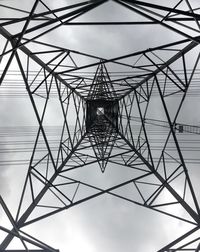 Low angle view of electricity pylon against sky