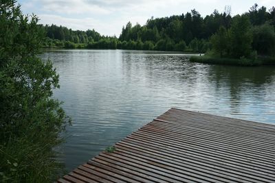 Scenic view of lake against sky