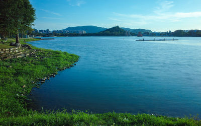 Scenic view of lake against sky