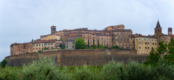 Low angle view of old ruins against sky