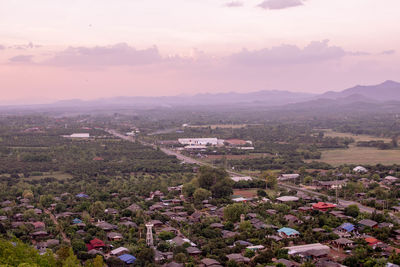 High angle view of townscape against sky