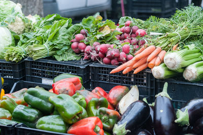 Vegetables for sale at market stall