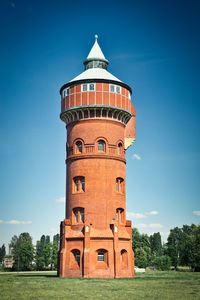 View of tower against clear blue sky