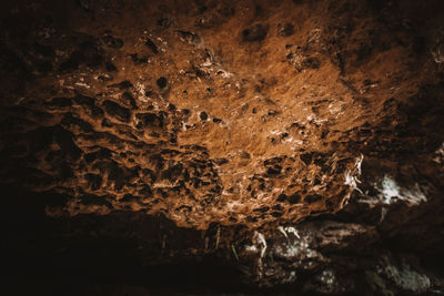 Close-up of rock formation in cave