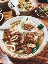 High angle view of food on table