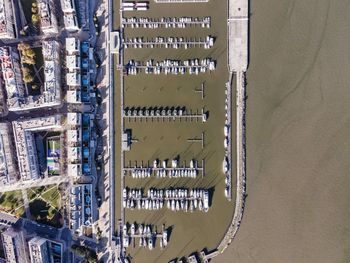 High angle view of buildings in city