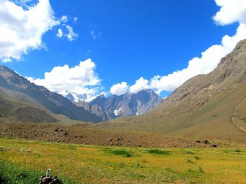 Scenic view of mountains against sky