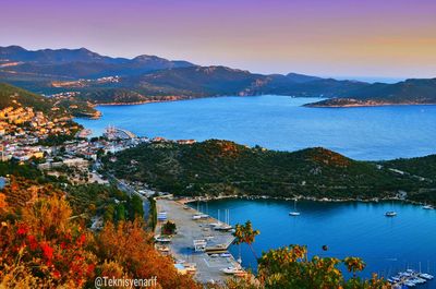 Scenic view of sea and mountains