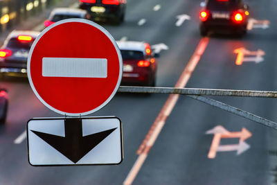 Information sign on road in city