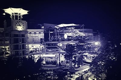 View of illuminated city at night