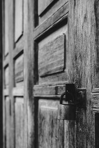 Close-up of old wooden door of building