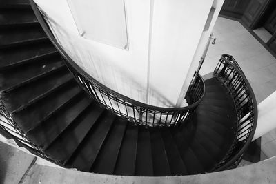 High angle view of spiral staircase