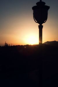 Silhouette of trees against sky at sunset