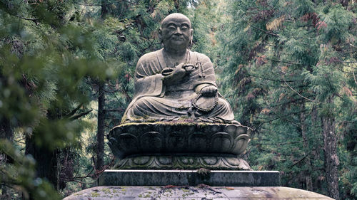 Statue of buddha against trees