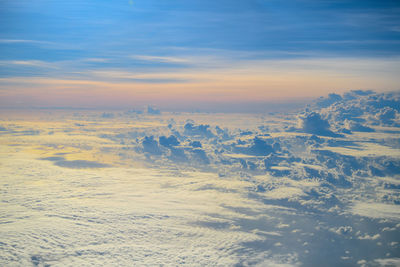 Aerial view of cloudscape against sky during sunset