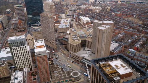 High angle view of buildings in city