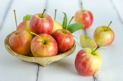 Close-up of apples on table