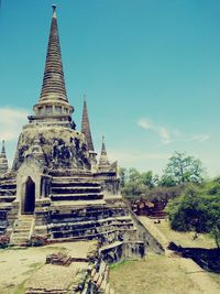 Low angle view of temple against sky