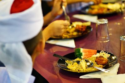 Close-up of meal served in plate