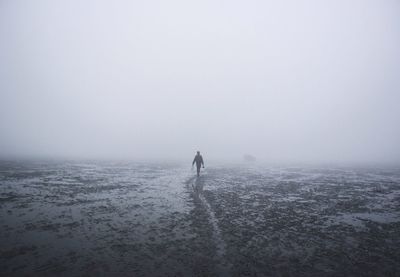 Scenic view of sea during foggy weather