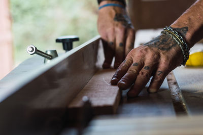 Man working on table