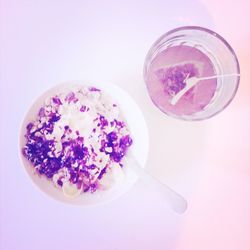 Close-up of food over white background