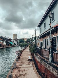 Canal amidst buildings against sky in city