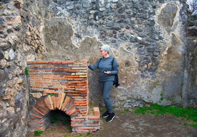 Pompeii ancient archaeological excavations with women 