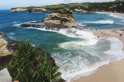 High angle view of sea shore