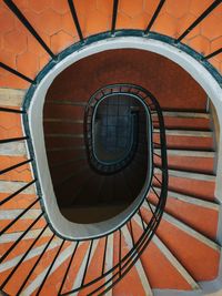 Directly below shot of spiral staircase