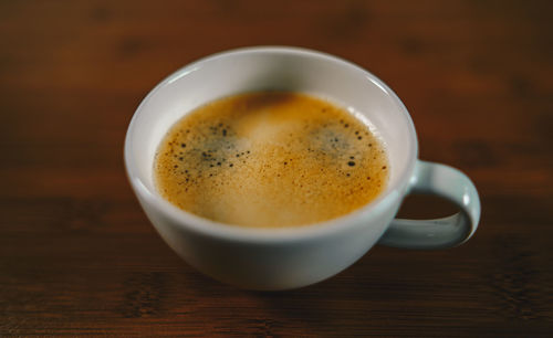 High angle view of coffee on table